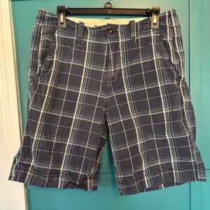 American Eagle Outfitters Men's Blue Plaid Shorts 100% Cotton Size 31